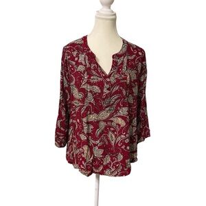 Fun2Fun Red Paisley Print Blouse · Size XL